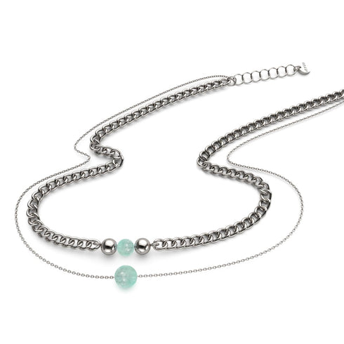 Fluorite x Argent | Collier chaîne de pierres précieuses